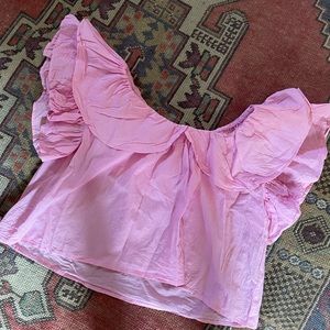 Mille pink cotton ruffle crop top L